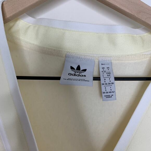 Adidas Button Down Cardigan With Logo Cream Cream White IP3761 Womens Small - Picture 9 of 16